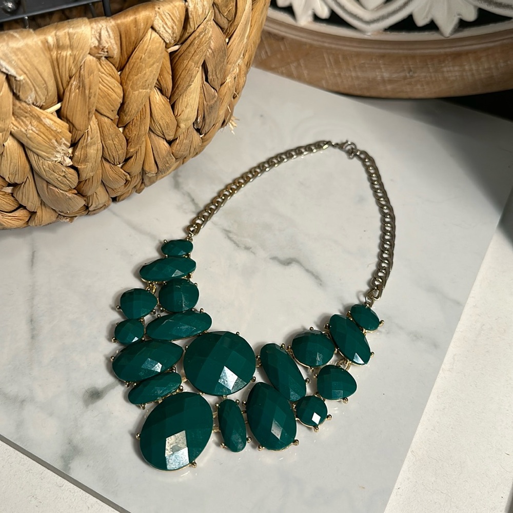 Green Emerald Statement Necklace - image 1